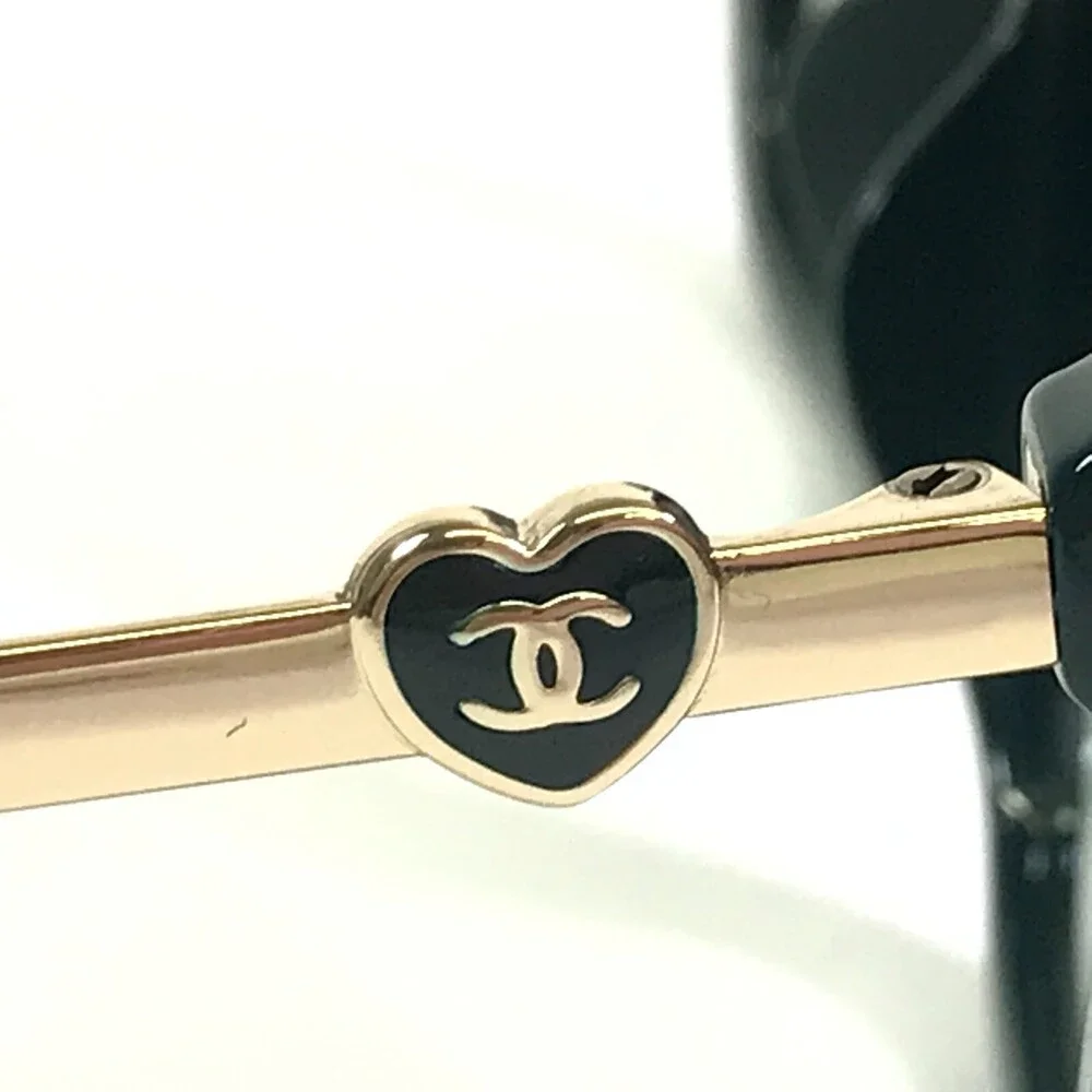 CHANEL Sunglasses 5521-A c.1459/S3 Oversized Polished Green Gold Hearts Hexagon